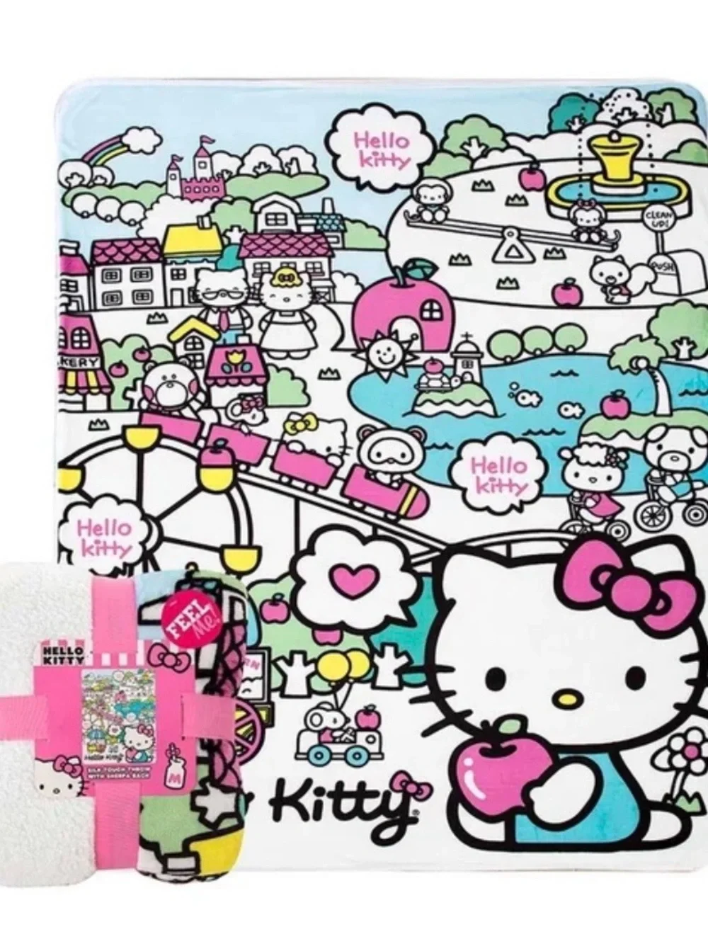 Hello Kitty Pink, Teal & Yellow Party Tablecover - Sanrio